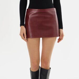 NWT Burgundy Faux Leather Mini Skirt Statement Apparel Size M